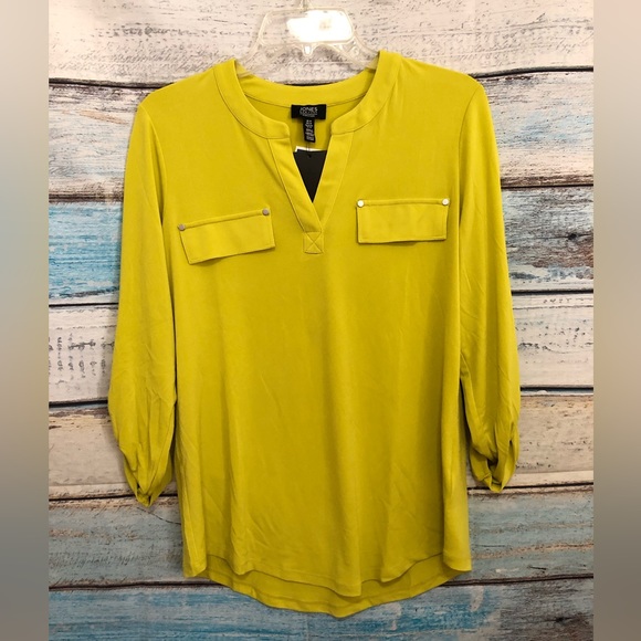 Jones New York Tops - Jones New York Signature Womens Blouse Top Hi Lo Citronelle Neon Size Medium